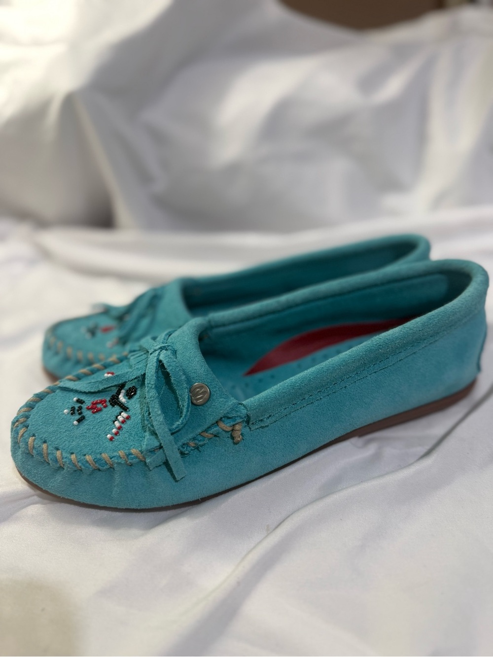 Minnetonka Thunderbird "Animikii" Hardsole Moccasin - Turquois WSize 8.5